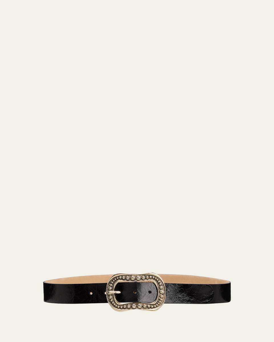 Studded Shiny Leather Buckle Belt